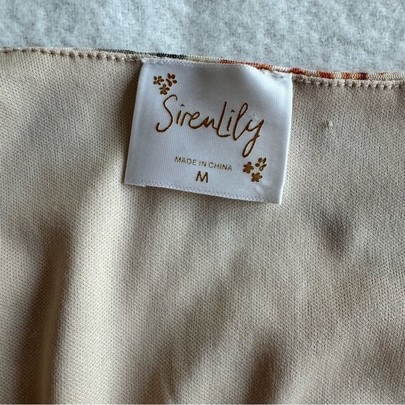 Sirenlily Mesh Fit and Flare Knee Lenght Dress Natural Floral Print Size M - Picture 3 of 11